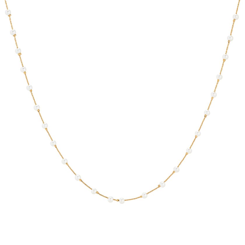 Collier en acier perles blanches GB