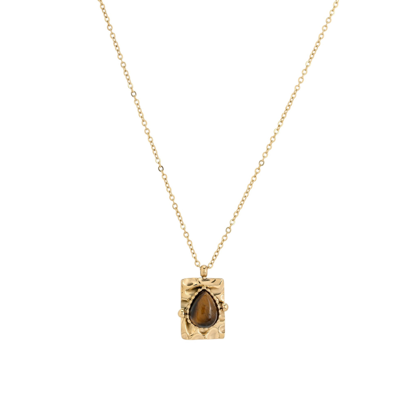 Collier en acier pendentif ovale GB