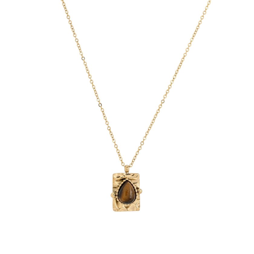 Colar em aço pendente oval GB