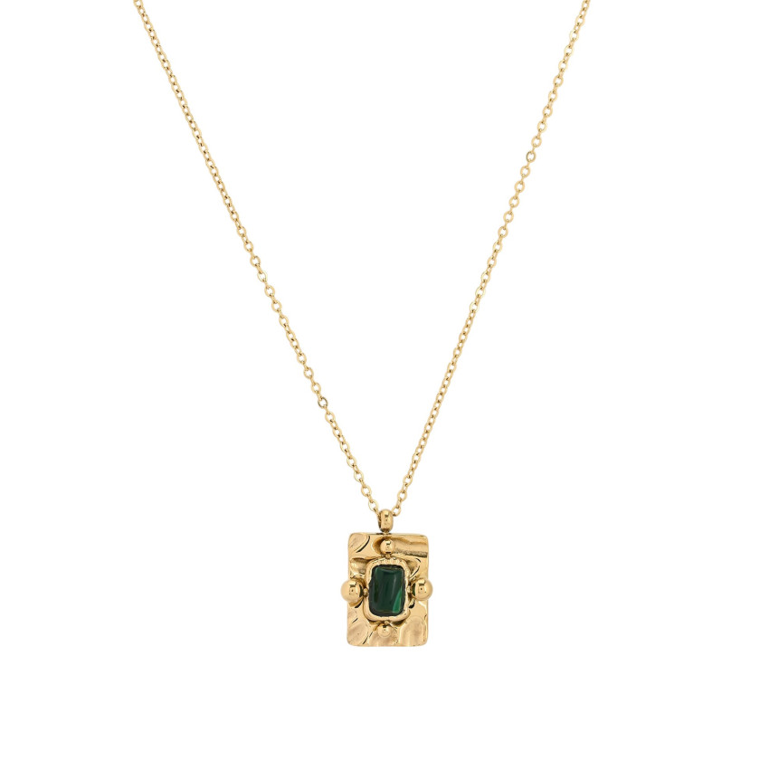 Steel necklace pendant rectangular GB