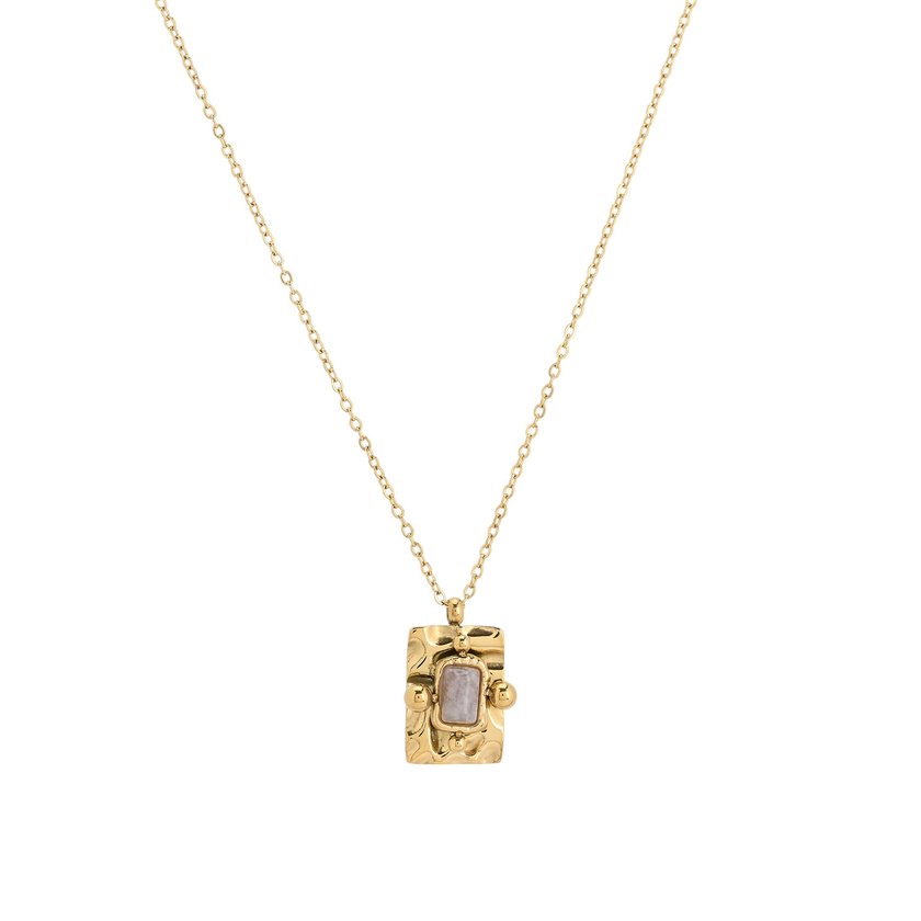 Collier en acier pendentif rectangulaire GB