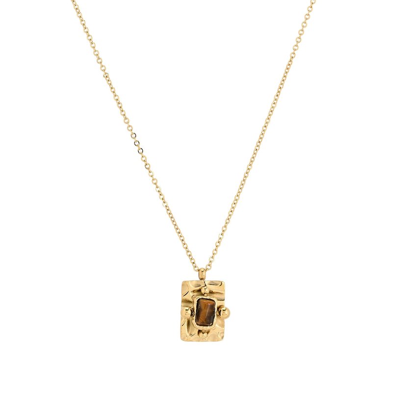Steel necklace pendant rectangular GB