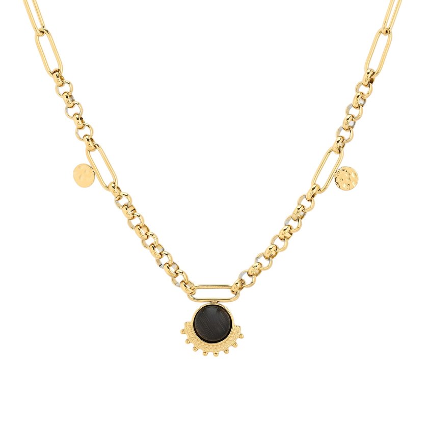 Collier en acier chaîne et cercle GB