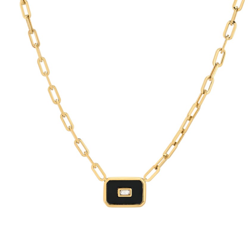 Collana in acciaio pietre rettangolare GB