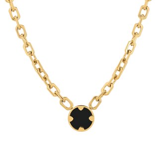 Collana in acciaio link pietre rotonda GB