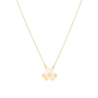 Steel necklace flower motherpearl GB