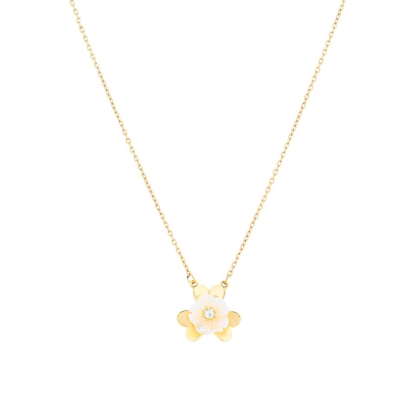 Steel necklace flower motherpearl GB
