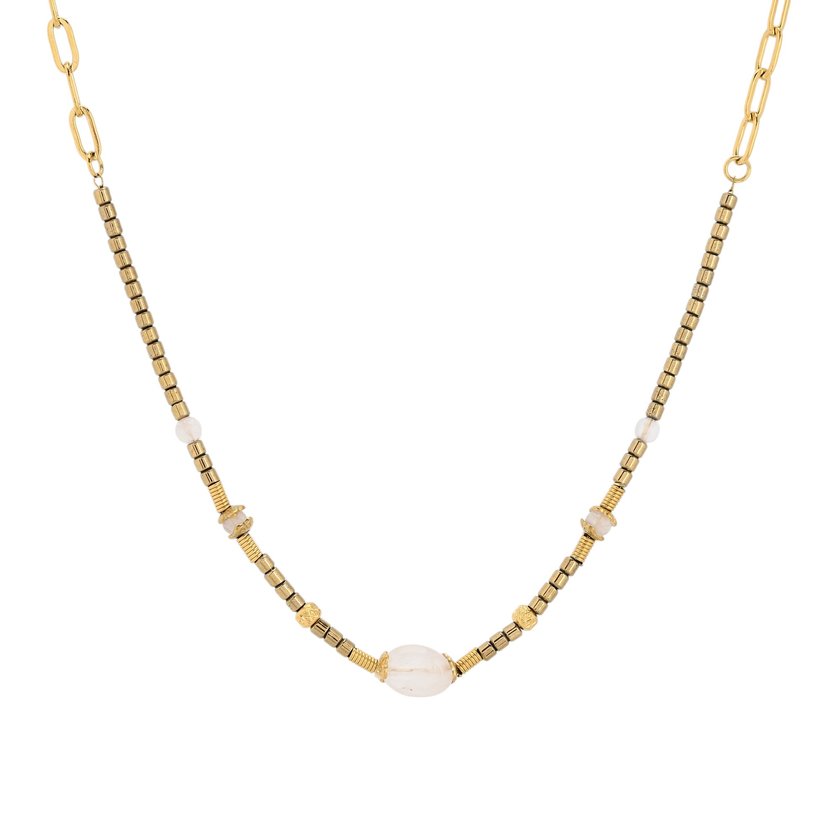 Collier en acier pierre naturel rond GB