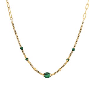 Collar en acero piedra natural redonda GB