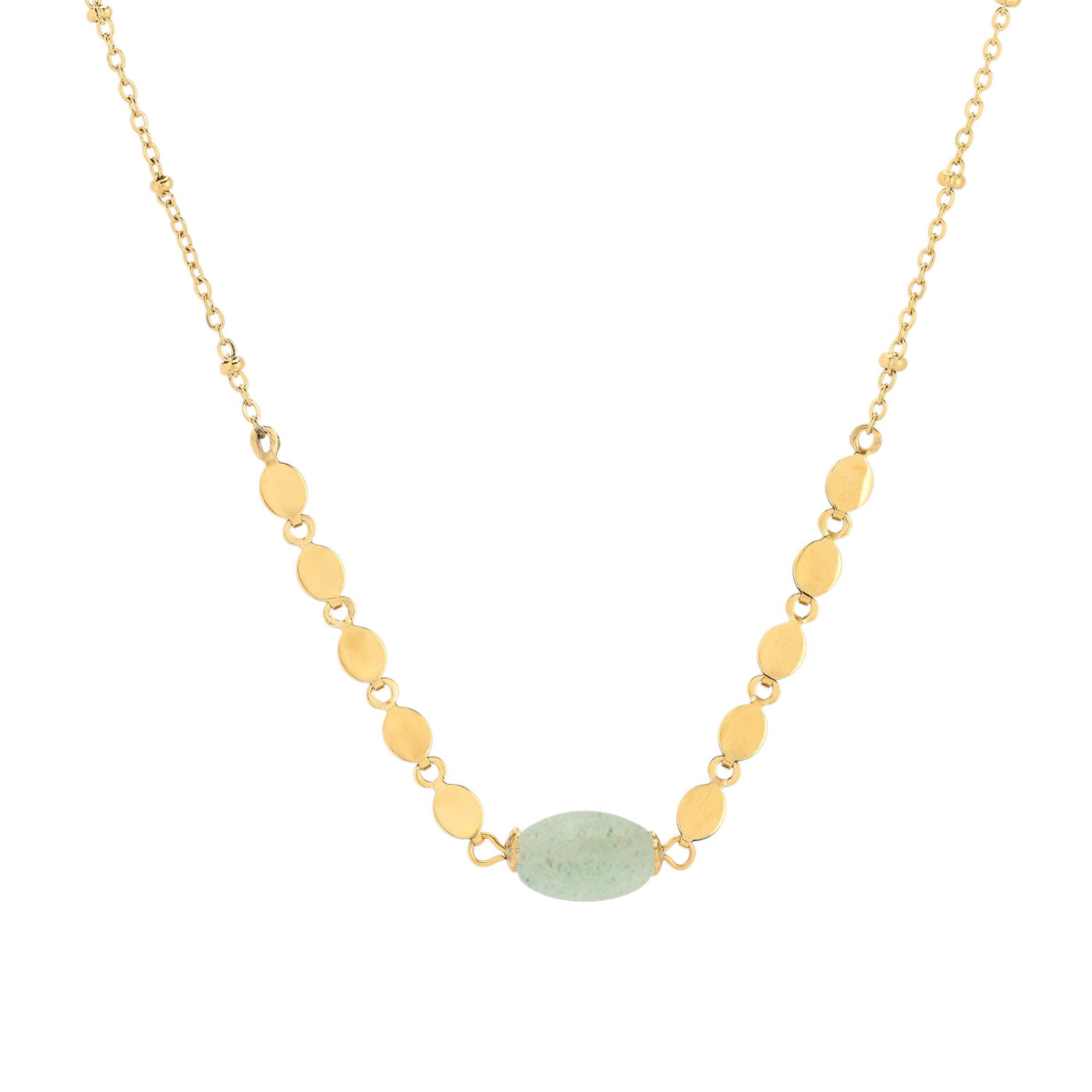 Collier en acier pierre rond GB
