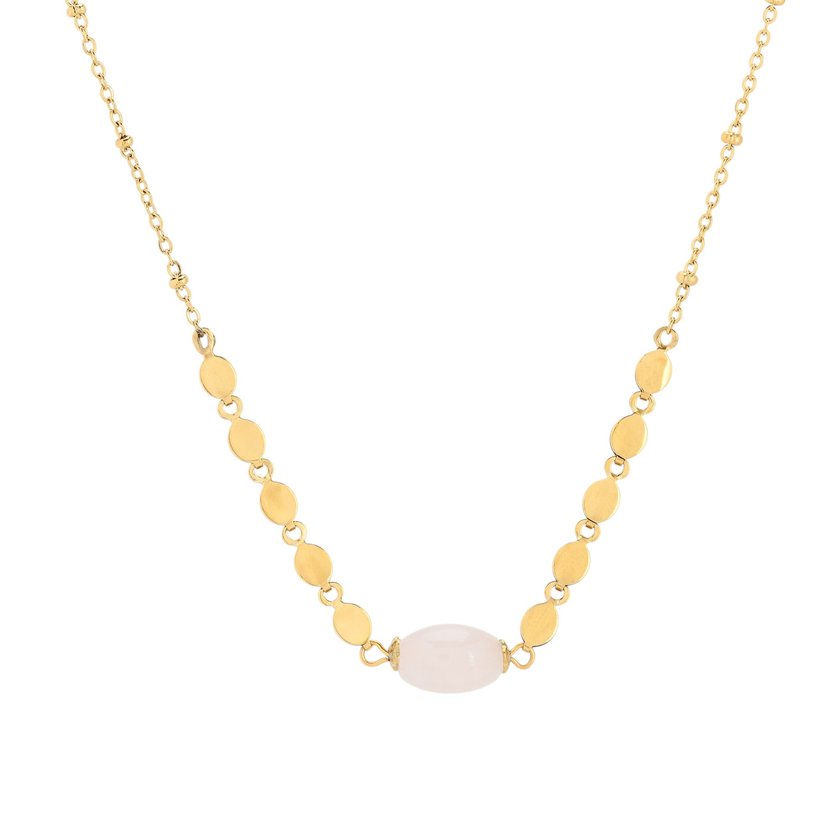 Collier en acier pierre rond GB