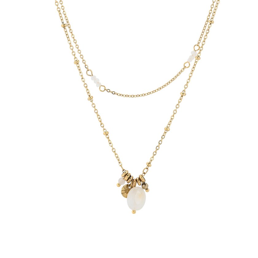 Collar en acero doble con pendientes GB