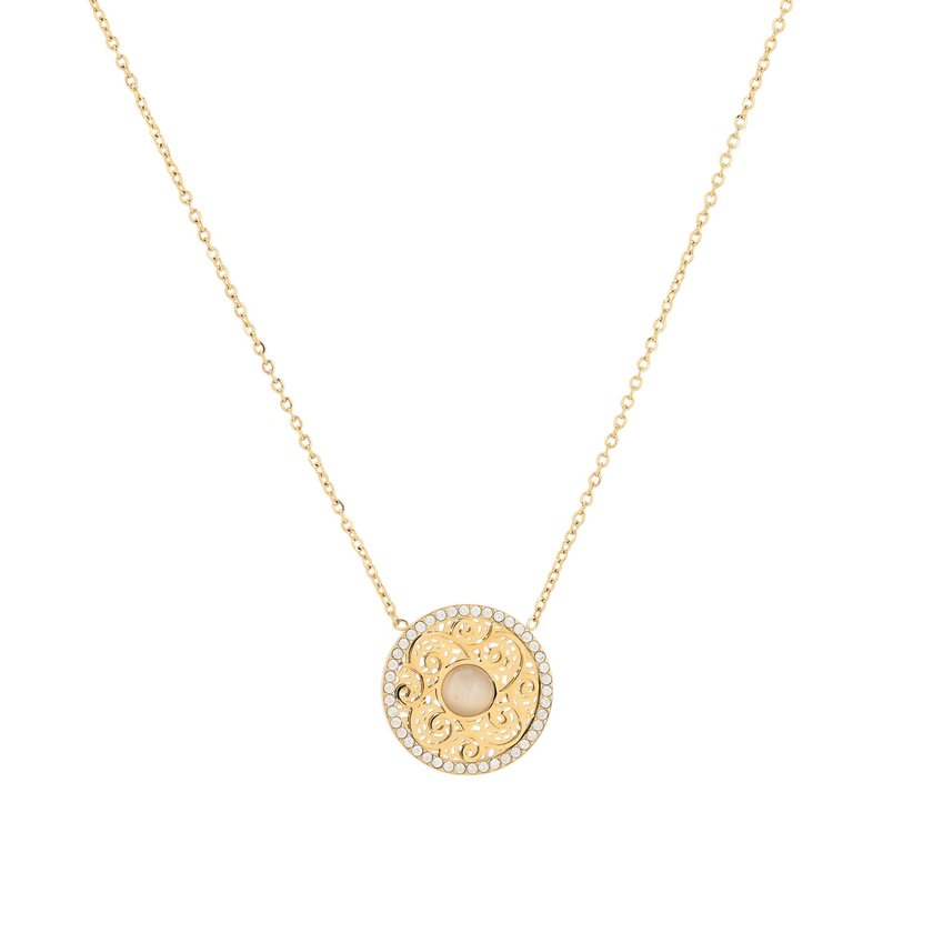 Colar em aço textura e pedra GB