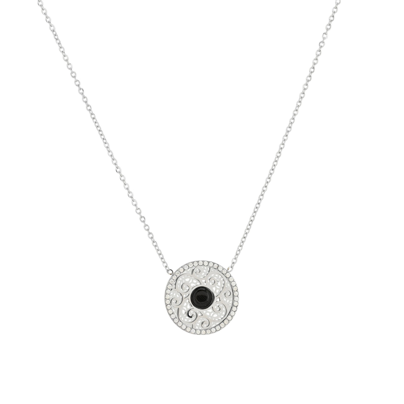 Collar en acero textura y piedra GB