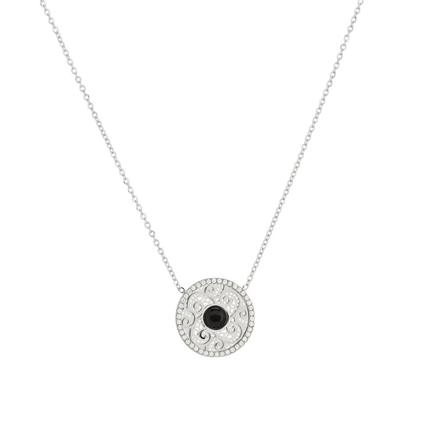 Steel necklace texture and stone GB