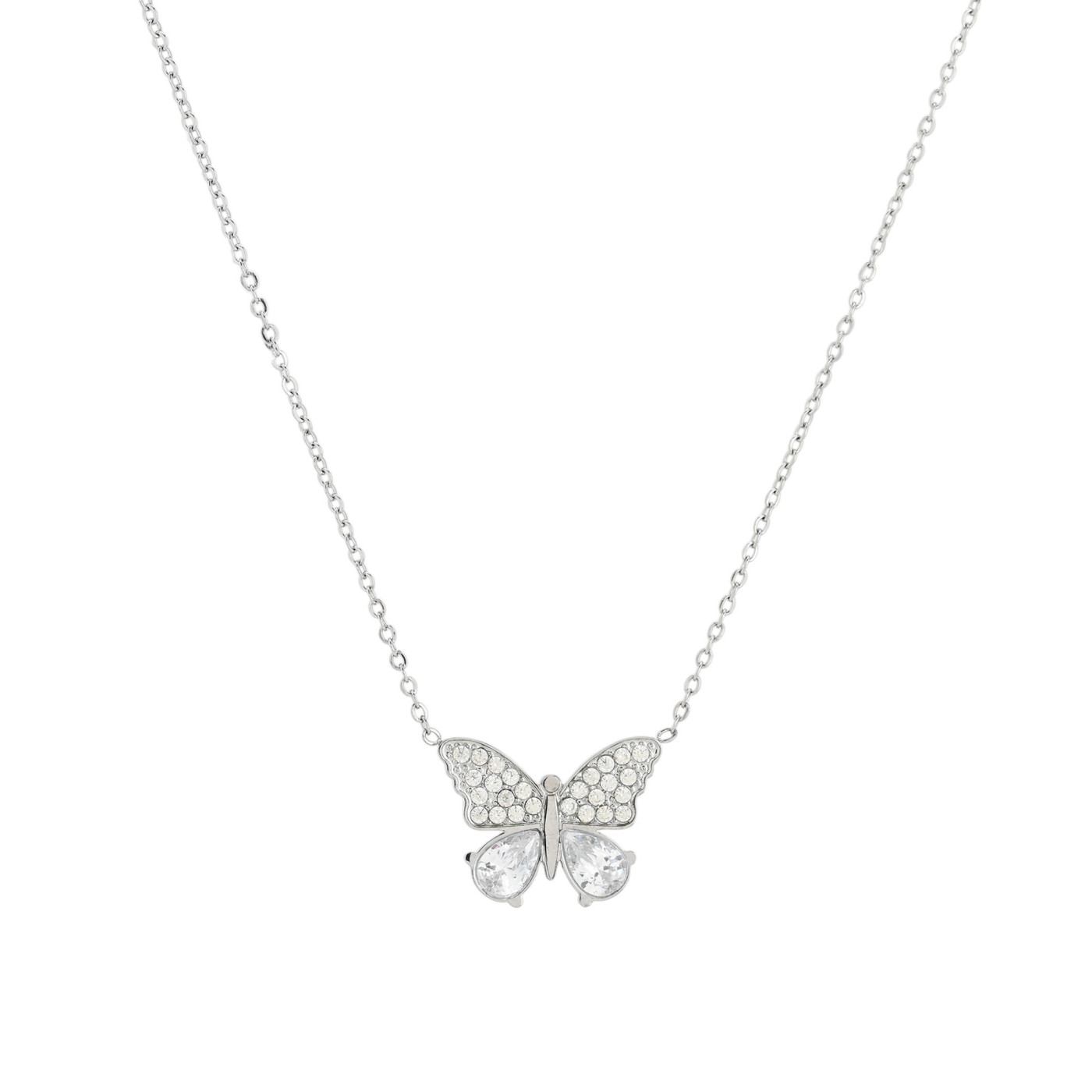 Colar em aço oval borboleta GB