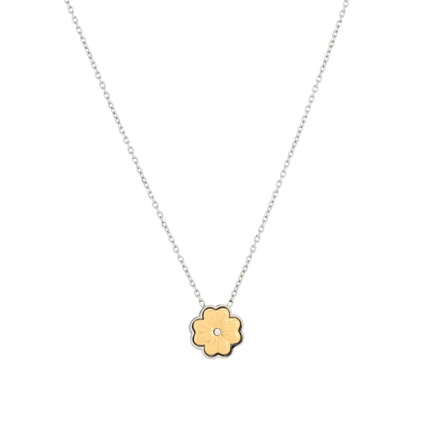 Steel necklace clover brilliant GB