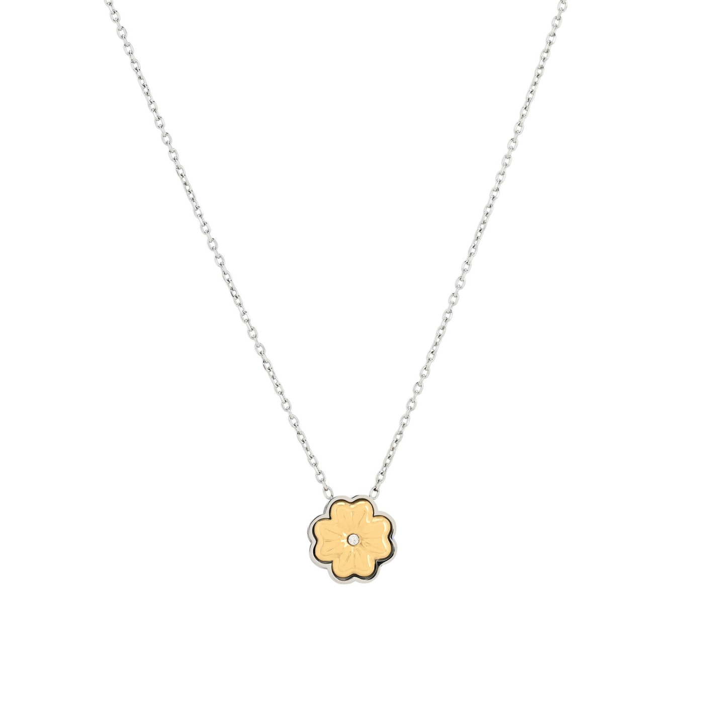 Steel necklace clover brilliant GB
