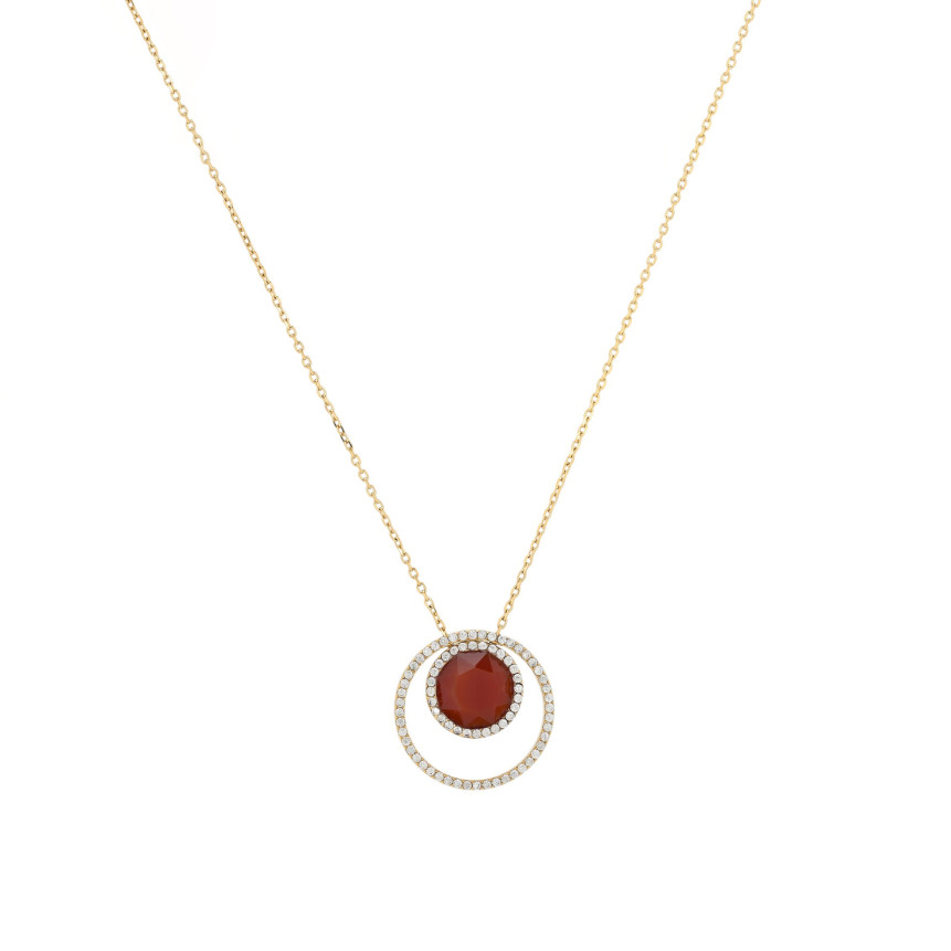 Colorful stone steel necklace golden GB