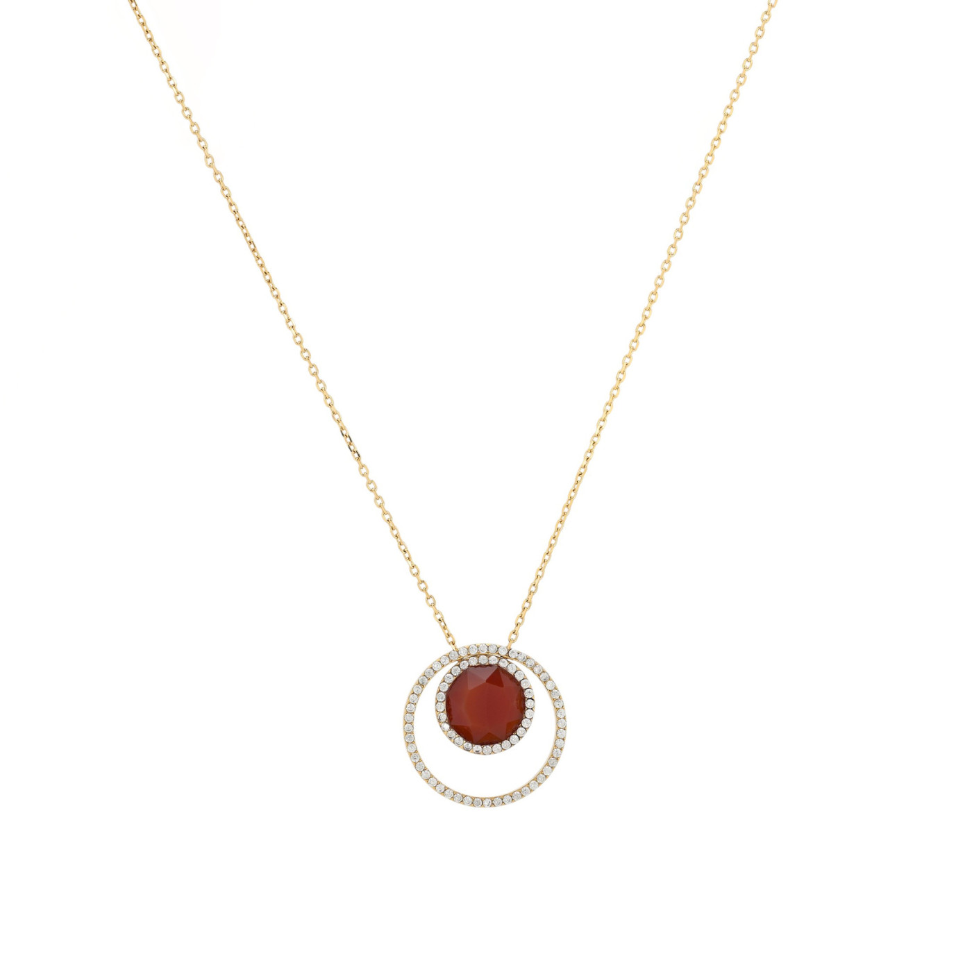 Colorful stone steel necklace golden GB