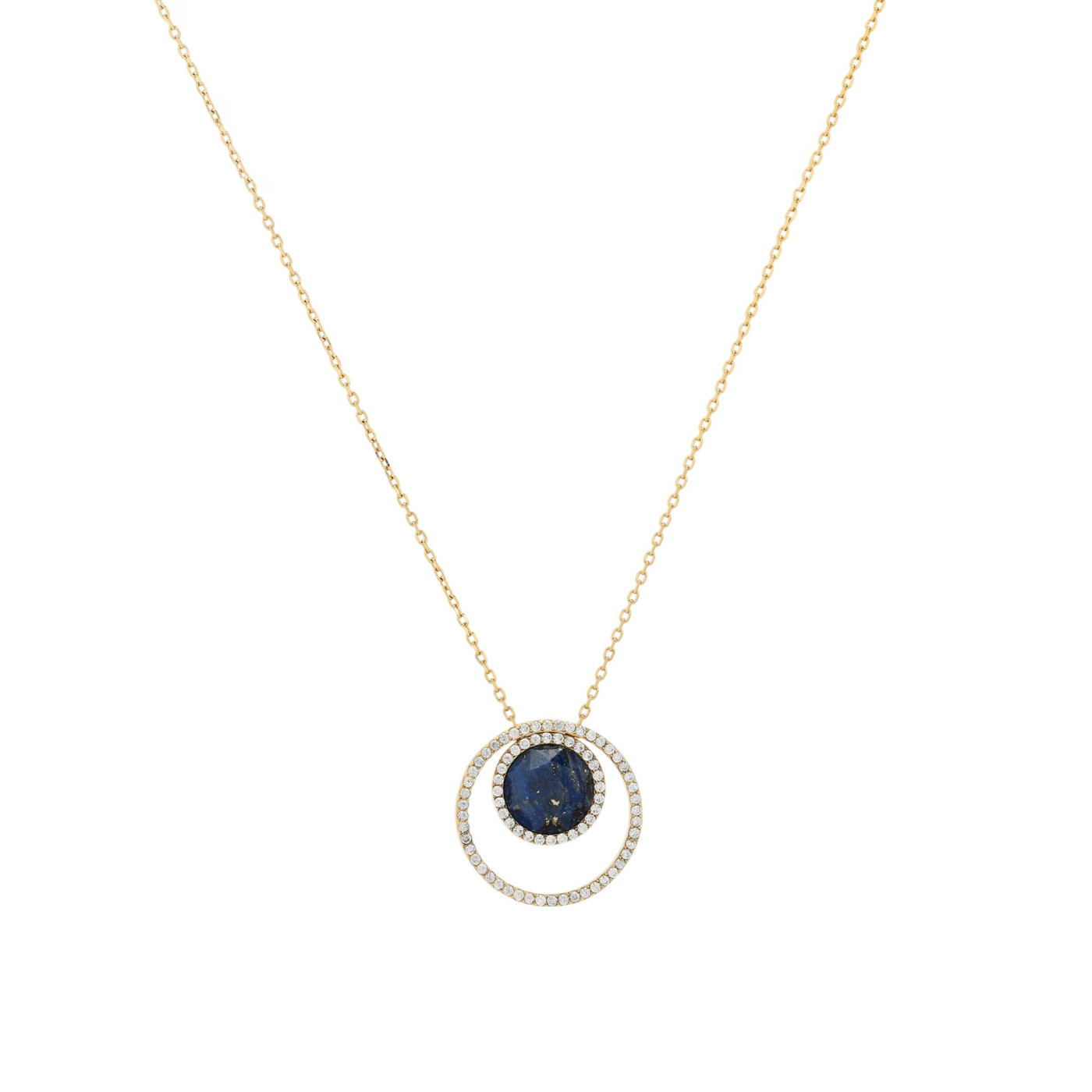Colorful stone steel necklace golden GB