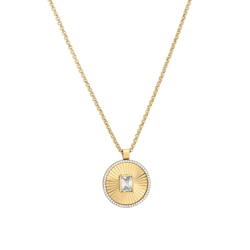 Collier en acier rectangle et texture GB