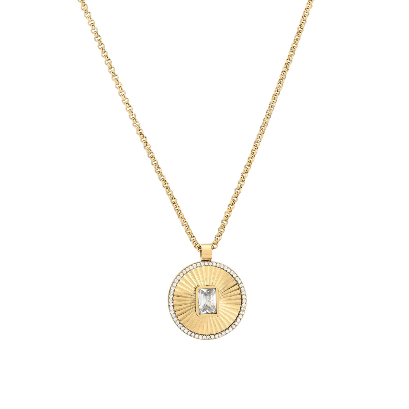 Collier en acier rectangle et texture GB