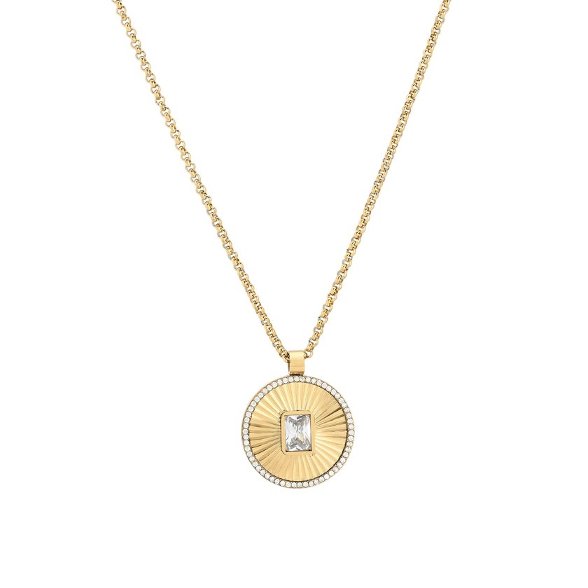 Collier en acier rectangle et texture GB