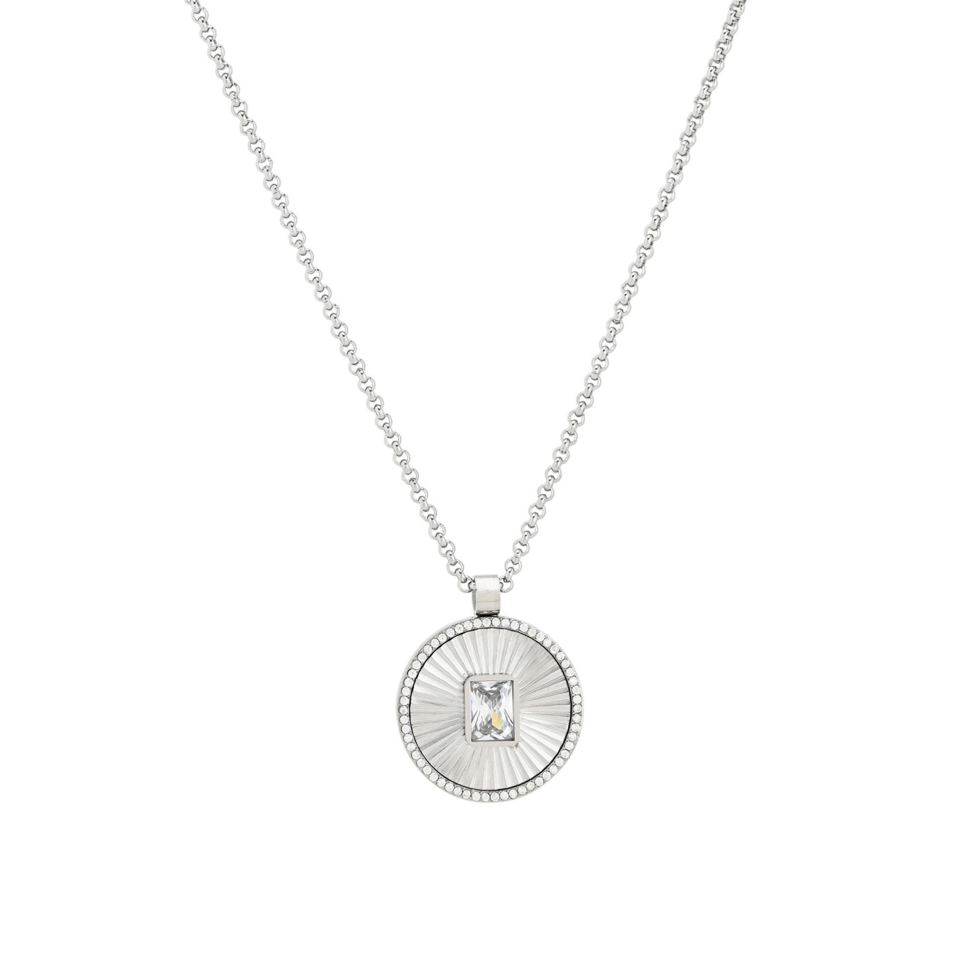 Collier en acier rectangle et texture GB