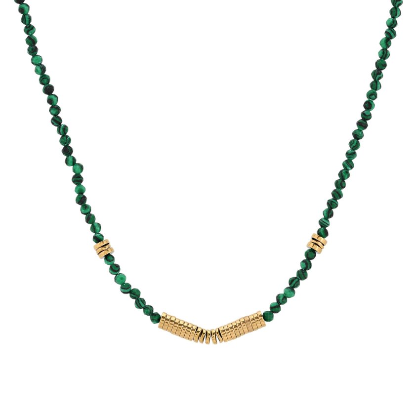 Short steel necklace natural stones GB