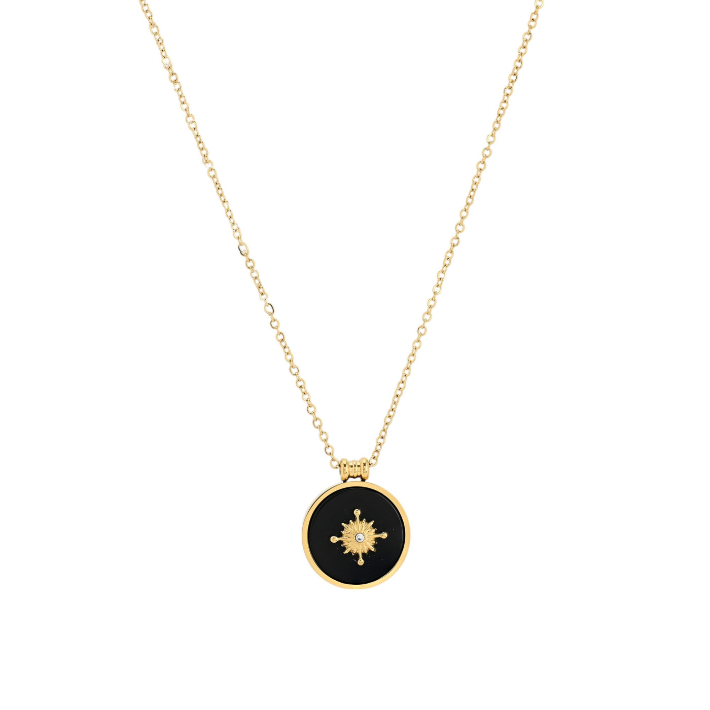 Collier long en acier rond pierres natural GB