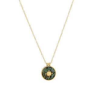 Collar largo en acero rotondo piedra natural GB