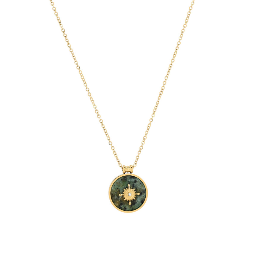 Collana lungo in acciaio rotondo pietre natural GB