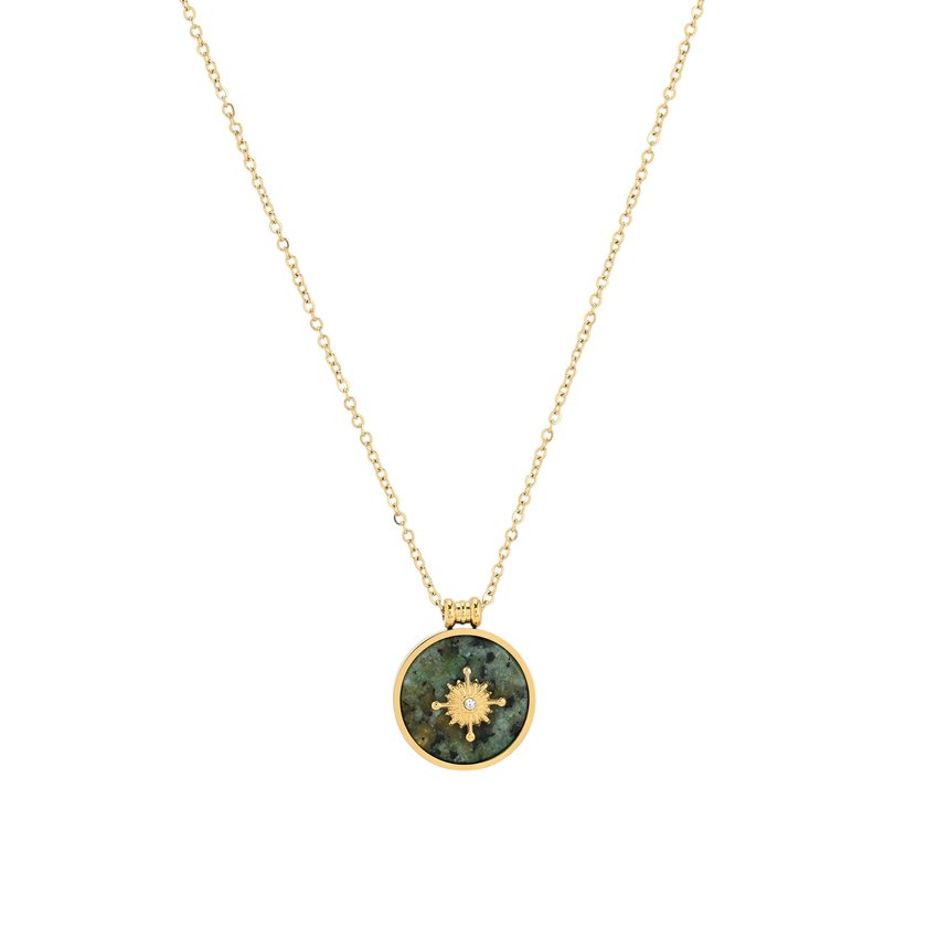Collier long en acier rond pierres natural GB Collier long en acier rond pierres natural GB
