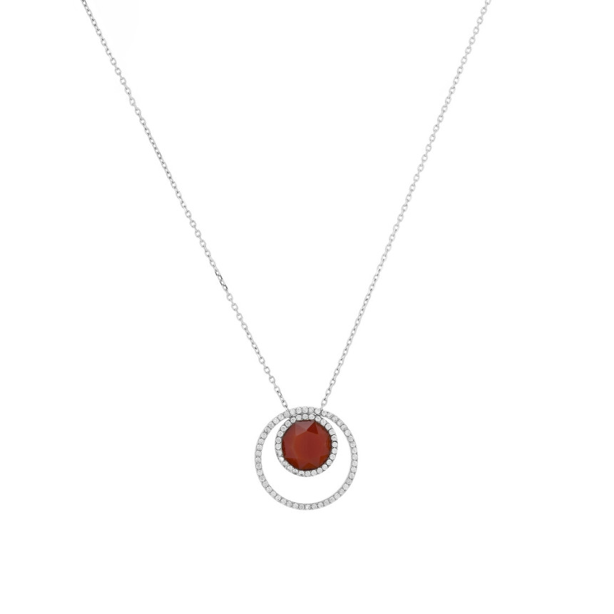 Collana in acciaio pietra colorato argento GB