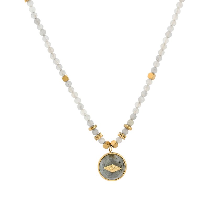 Collana in acciaio con pietra naturale stella GB