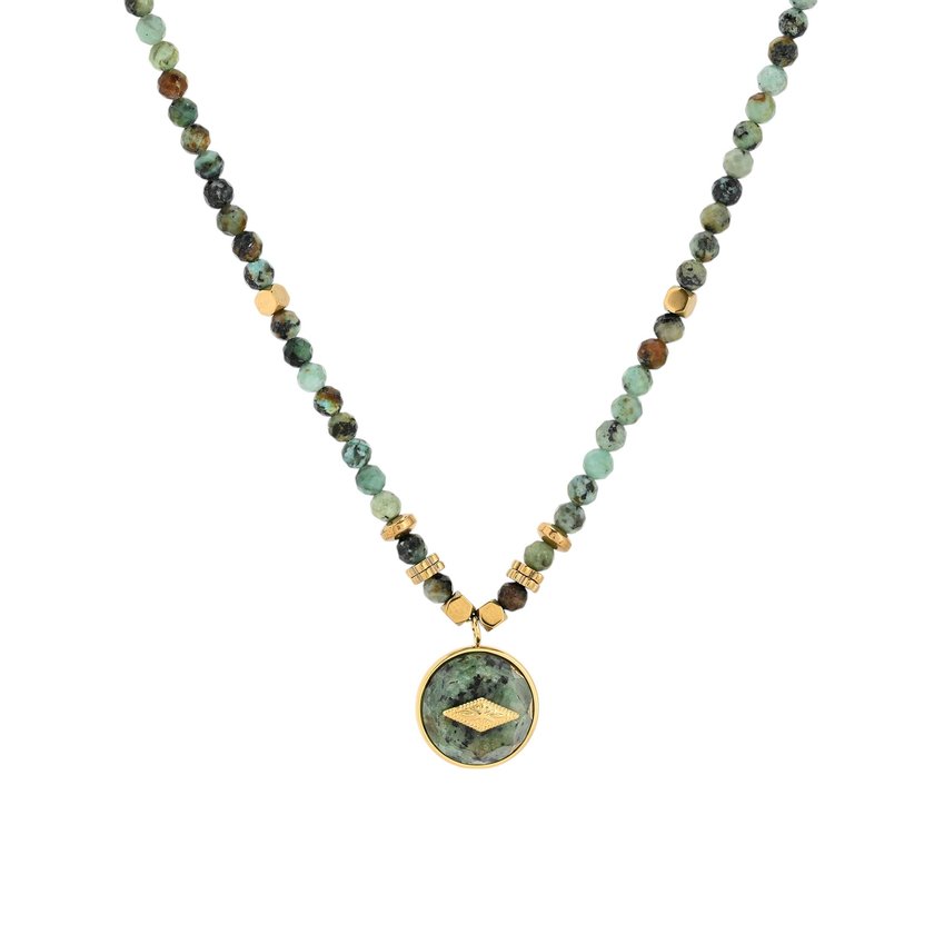 Collana in acciaio con pietra naturale stella GB