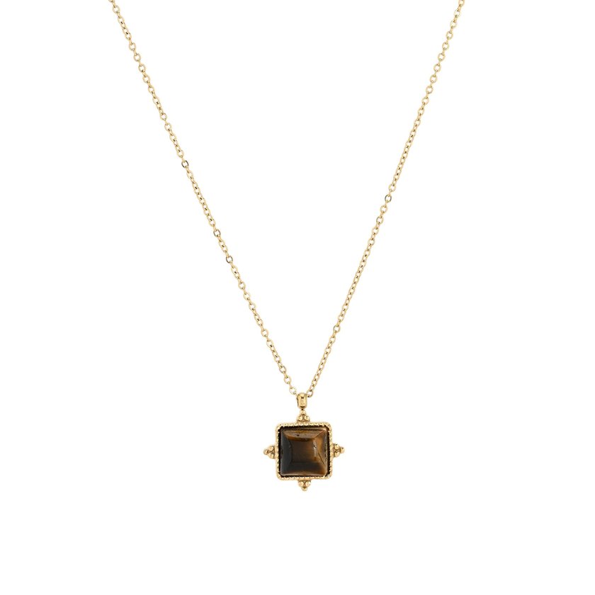 Steel necklace ring irregulars stone GB