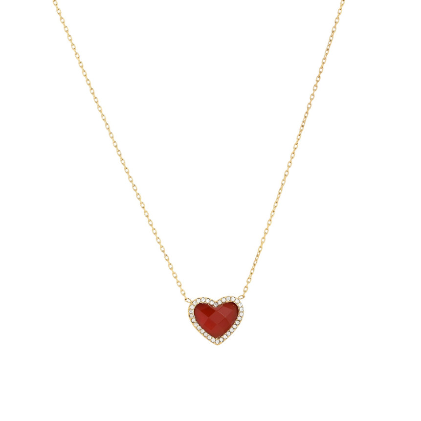 Collana in acciaio cuore pietra naturale GB