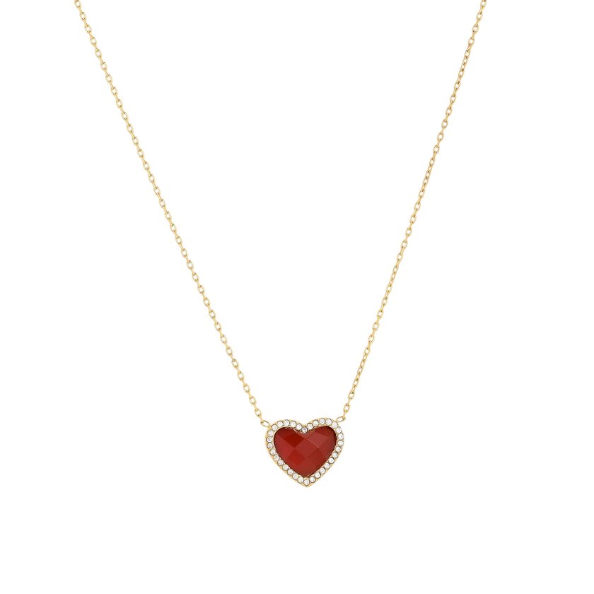Collana in acciaio cuore pietra naturale GB