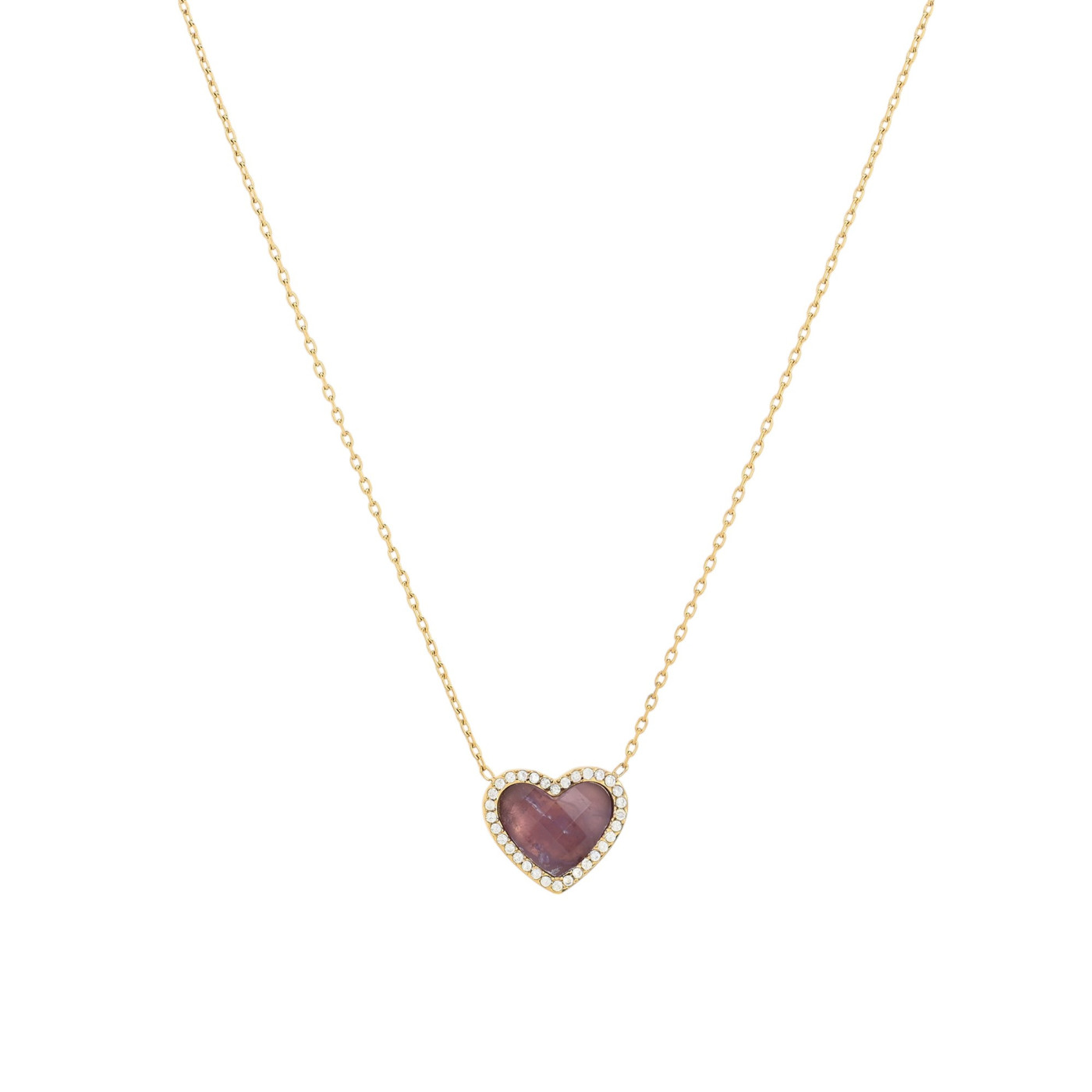 Collana in acciaio cuore pietra naturale GB