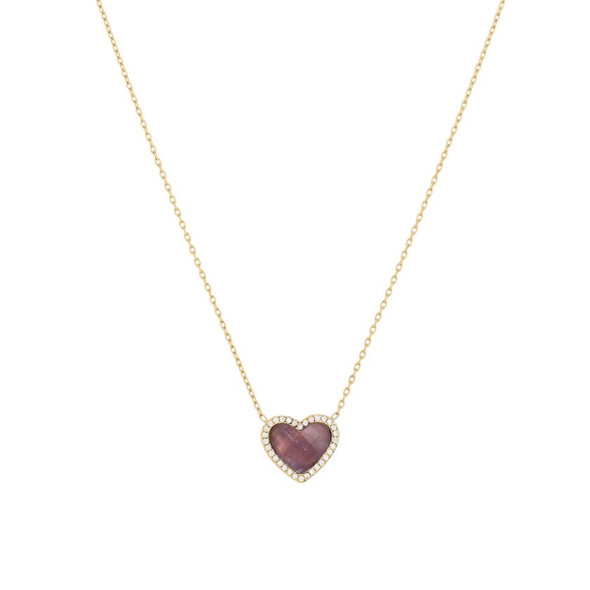 Collier en acier pierre naturelle coeur GB