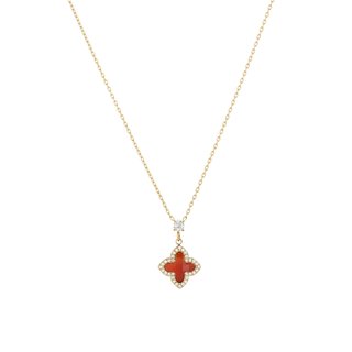 Collier en acier pierre naturelle forme de fleur GB