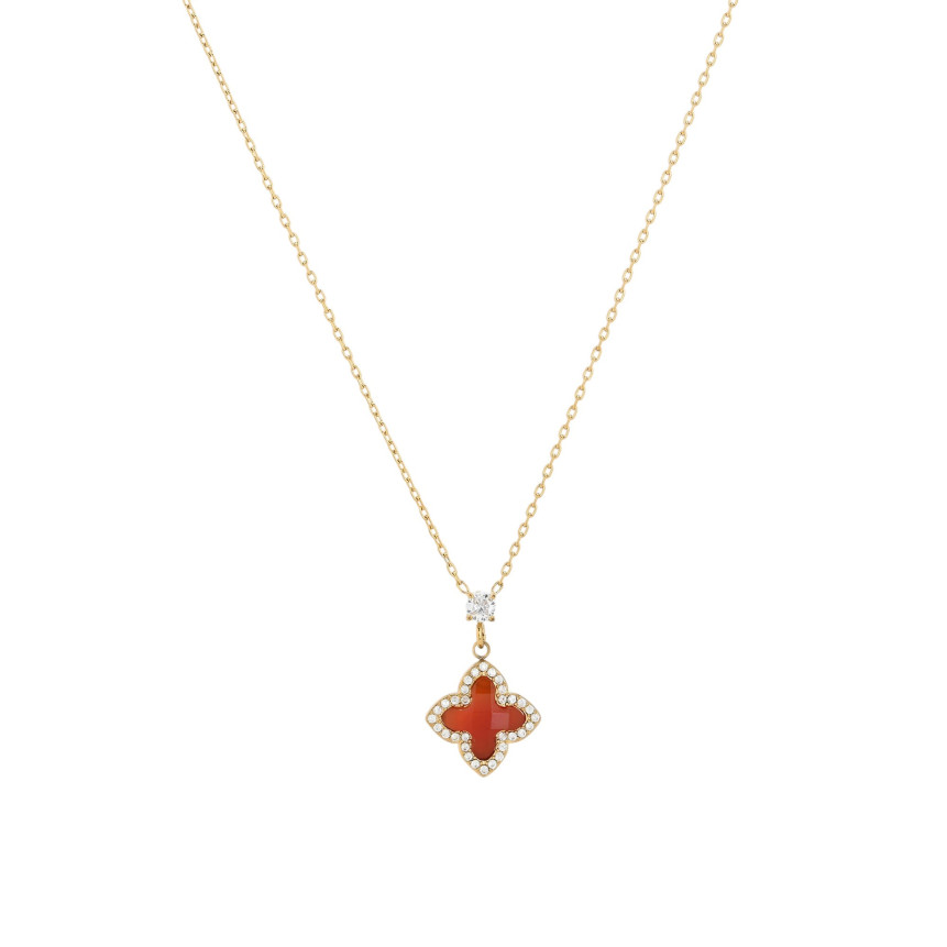 Collana in acciaio forma di fiore pietra naturale GB