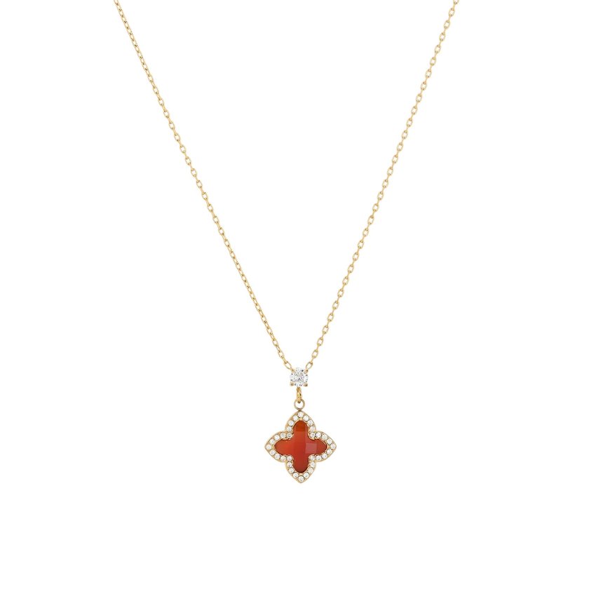 Collar en acero forma de flor piedra natural GB