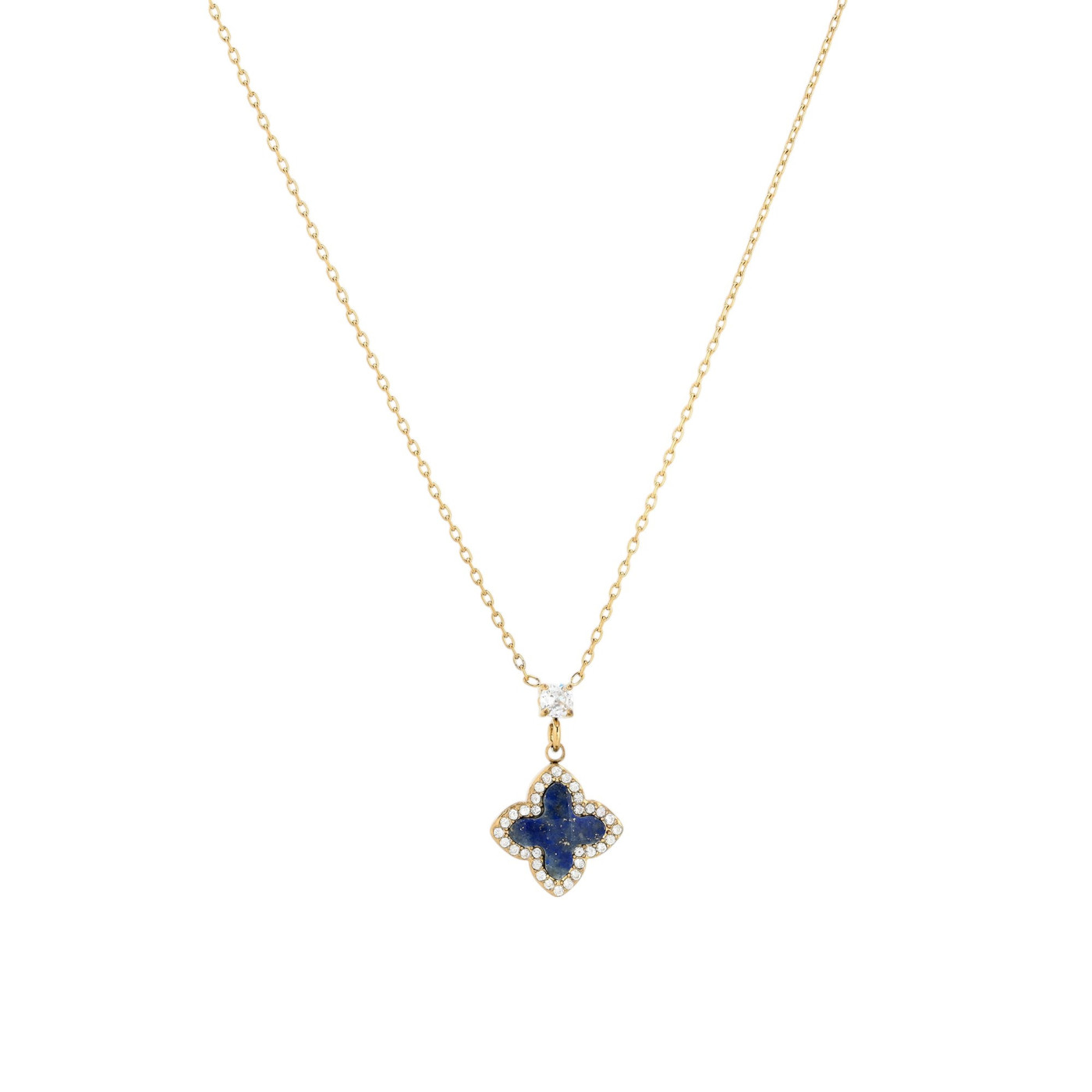 Collana in acciaio forma di fiore pietra naturale GB