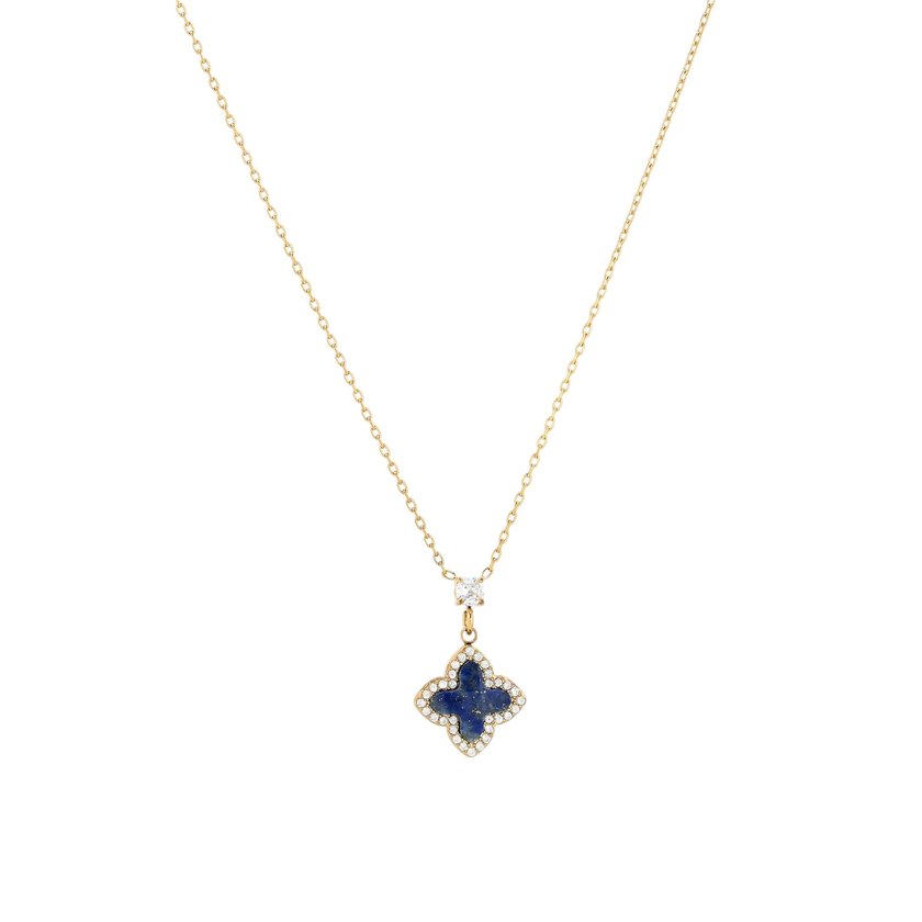 Collier en acier pierre naturelle forme de fleur GB