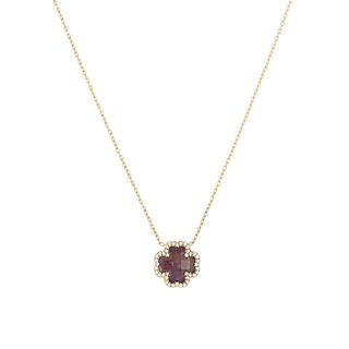 Necklace stainless steel natural stone clover GB