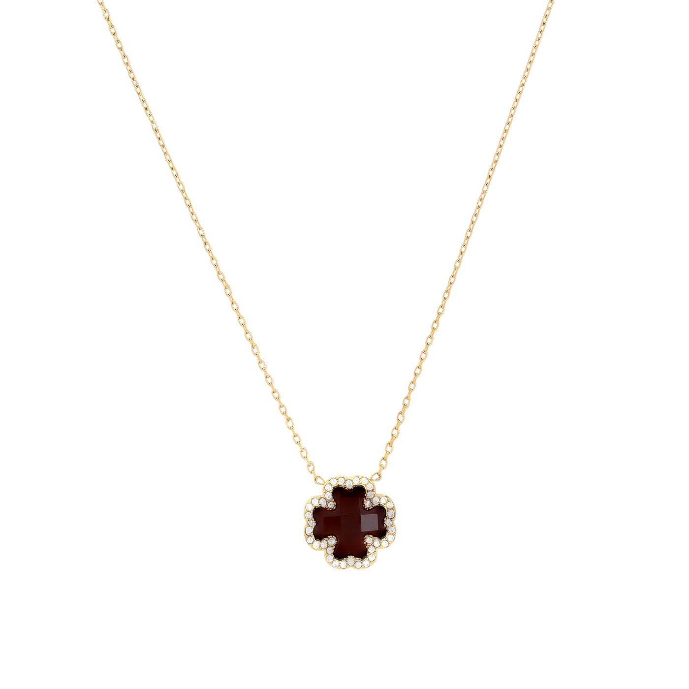 Collier en acier pierre naturelle trèfle GB