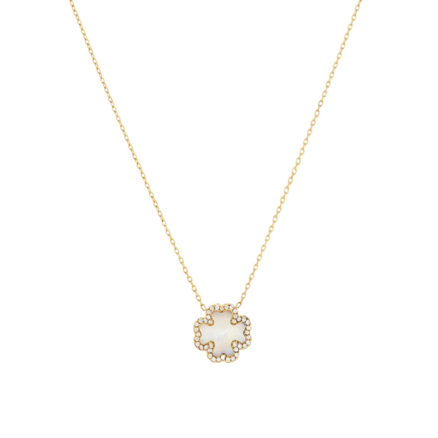 Collana in acciaio trifoglio pietra naturale GB
